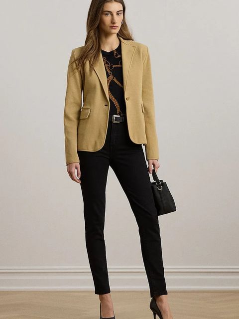 Lauren Ralph Lauren marynarka kolor beżowy jednorzędowa gładka 200971364 - zdjęcie produktu nr 2