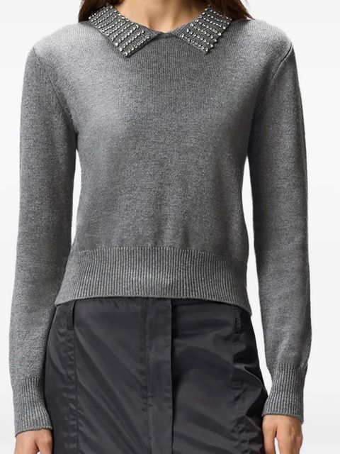 PINKO rhinestone-collared sweater - Grey - zdjęcie produktu nr 2