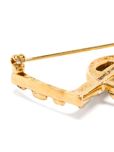 Saint Laurent Cassandre crocodile-effect brooch - Gold - zdjęcie produktu nr 2