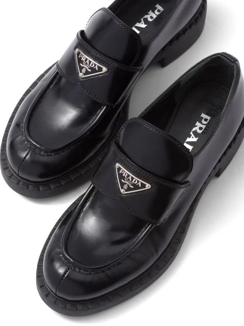 Prada Chocolate brushed leather loafers - Black