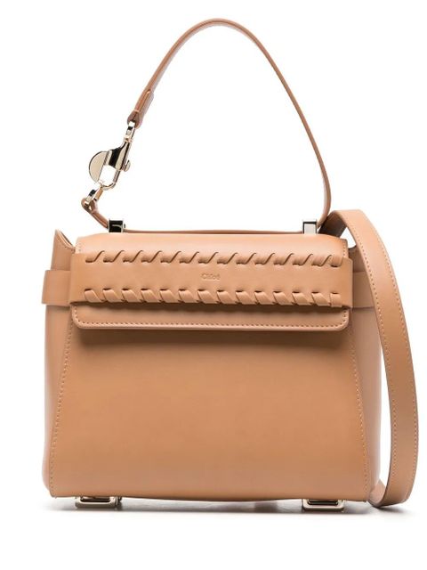 Chloé whipstitch detail leather tote bag - Neutrals