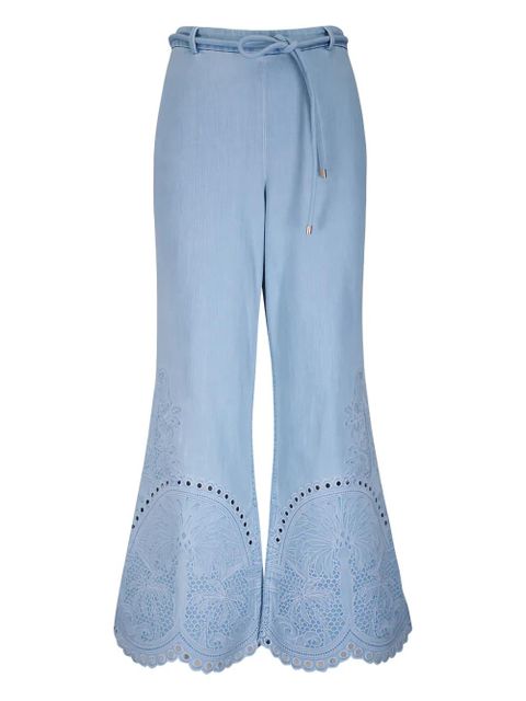 ZIMMERMANN eyelet-embroidered trousers - Blue - zdjęcie produktu nr 1