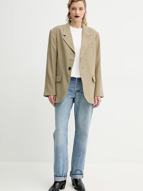 G-Star marynarka kolor zielony oversize gładka D23509-D522