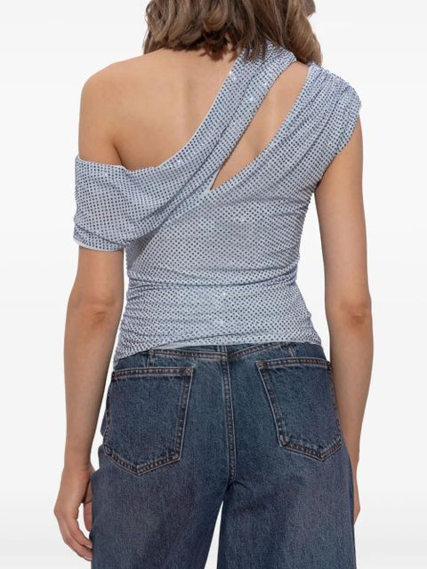 Self-Portrait rhinestone-embellished top - Blue