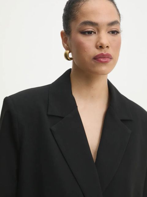 Answear.LAB marynarka kolor czarny jednorzędowa gładka