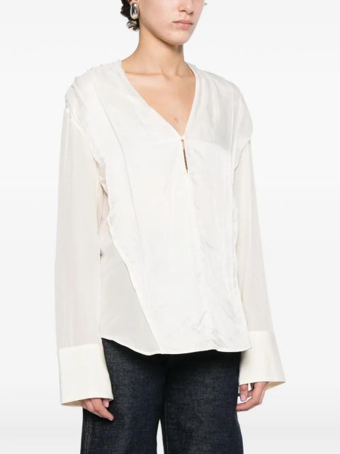 Victoria Beckham cuff detail blouse - Neutrals