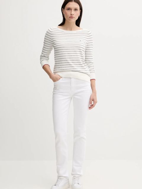 Tommy Hilfiger sweter damski kolor biały lekki WW0WW40099 - zdjęcie produktu nr 2