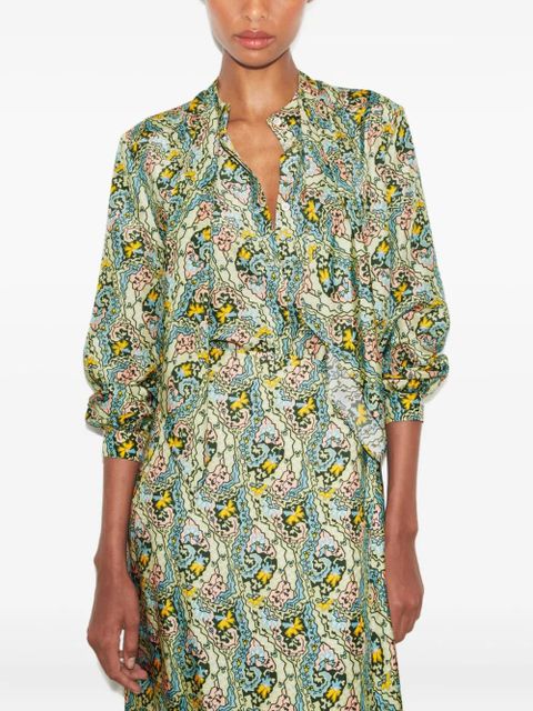 Tory Burch paisley-print bow blouse - Blue