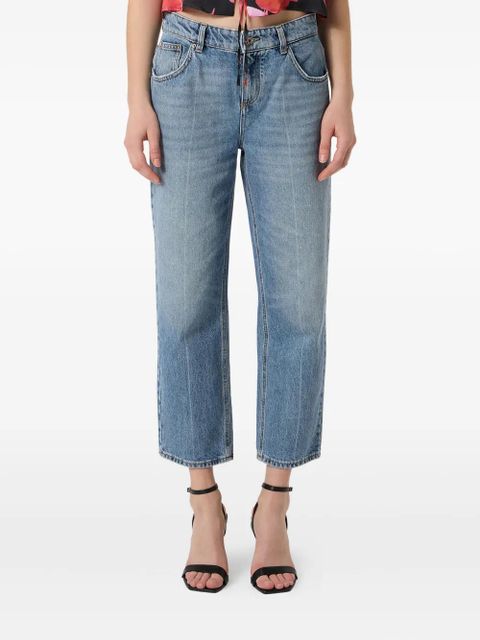 Blumarine whisker-effect jeans - Blue