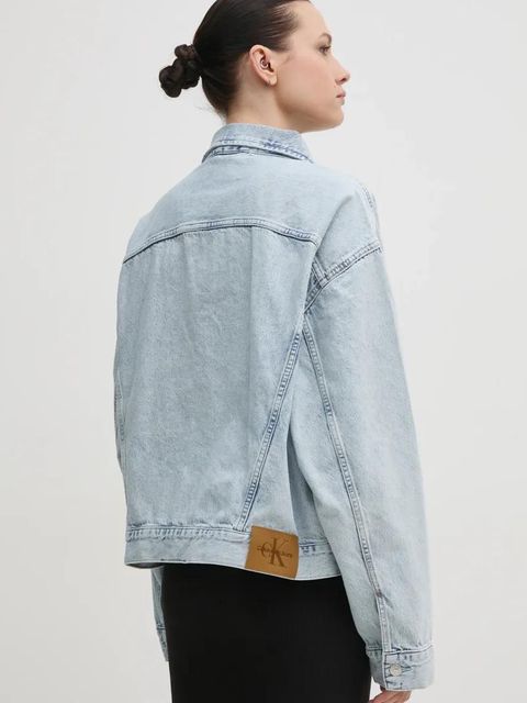 Calvin Klein Jeans kurtka jeansowa damska kolor niebieski przejściowa J20J225186