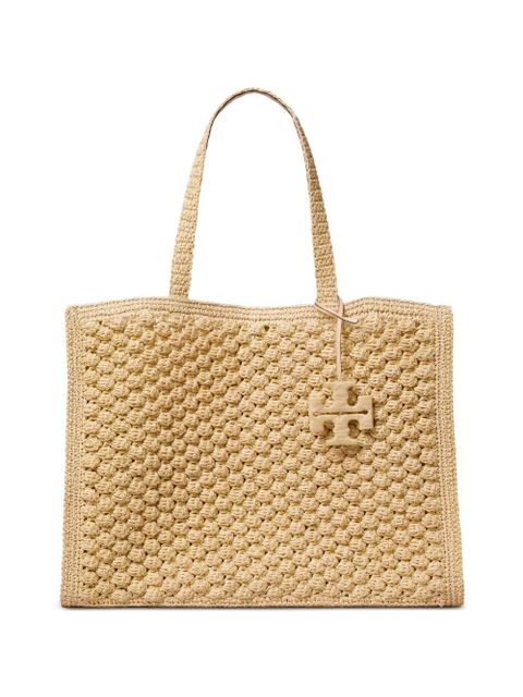 Tory Burch large Ella hand-crocheted popcorn tote bag - Neutrals - zdjęcie produktu nr 1