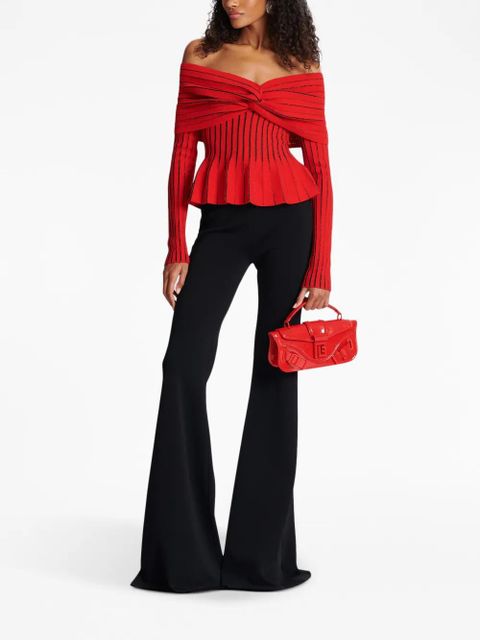 Balmain knotted off-shoulder top - Red - zdjęcie produktu nr 2