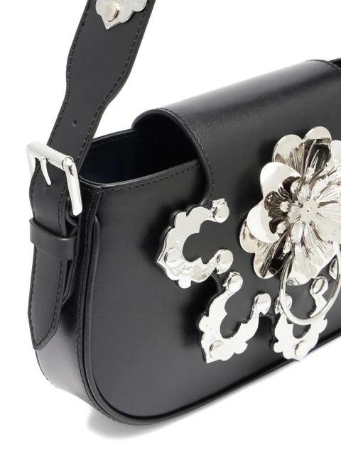 Blumarine flower-embellished leather shoulder bag - Black