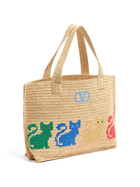 Valentino Garavani large Raffiachat tote bag - Neutrals