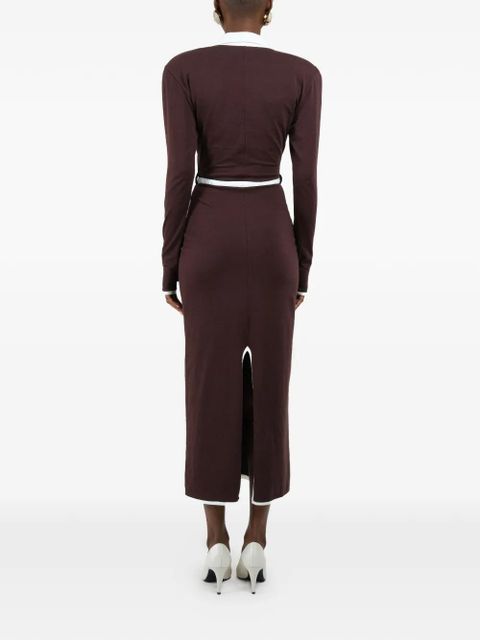 Rowen Rose long-sleeves V-neck maxi dress - Brown
