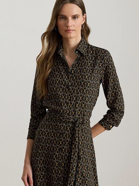 Lauren Ralph Lauren sukienka kolor czarny midi rozkloszowana 200979912