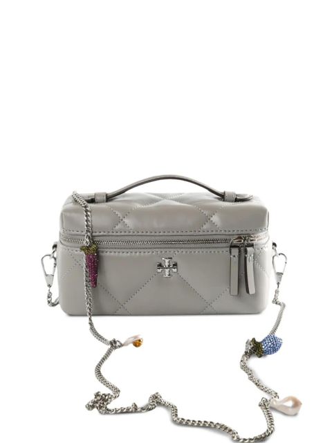 Tory Burch Kira quilted embellished-chain cross-body bag - Grey - zdjęcie produktu nr 1