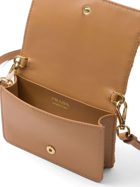 Prada triangle-logo raffia cardholder - Neutrals