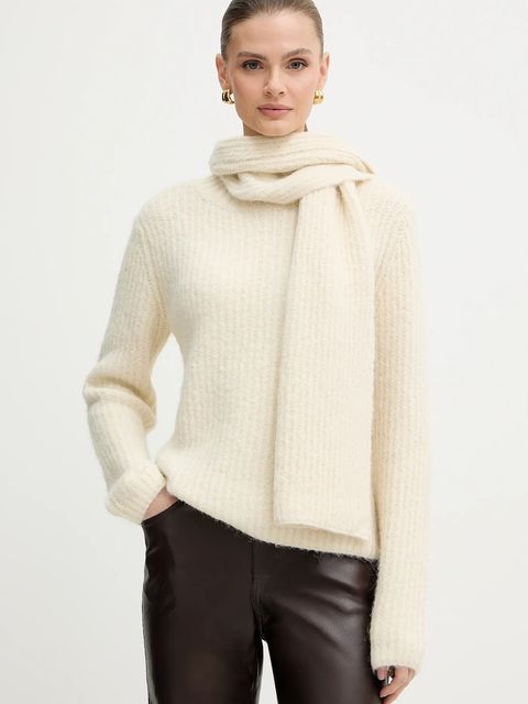 Morgan sweter z dodatkiem wełny damski kolor beżowy ciepły MACHA - zdjęcie produktu nr 1