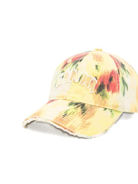GANNI logo-embroidered cap - Yellow