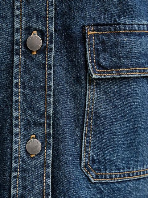 United Colors of Benetton kurtka jeansowa bawełniana kolor niebieski przejściowa 296XDN07R