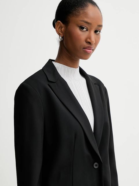 Calvin Klein marynarka kolor czarny jednorzędowa gładka LV040WL422