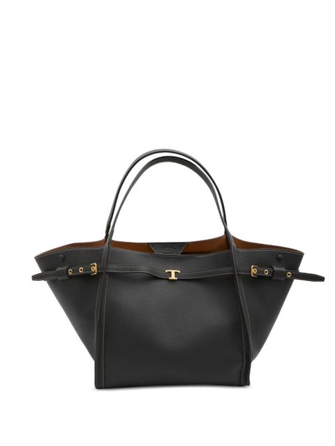 Tod's hammered t leather tote bag - Black - zdjęcie produktu nr 1