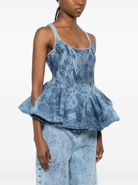Marques'Almeida pleated acid wash top - Blue