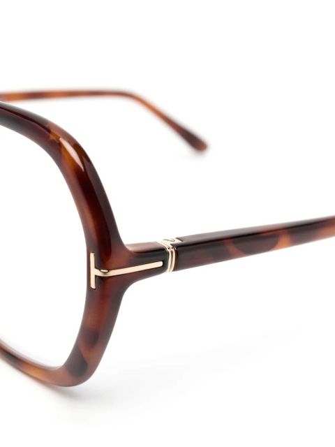 TOM FORD Eyewear tortoiseshell-frame oversized glasses - Brown