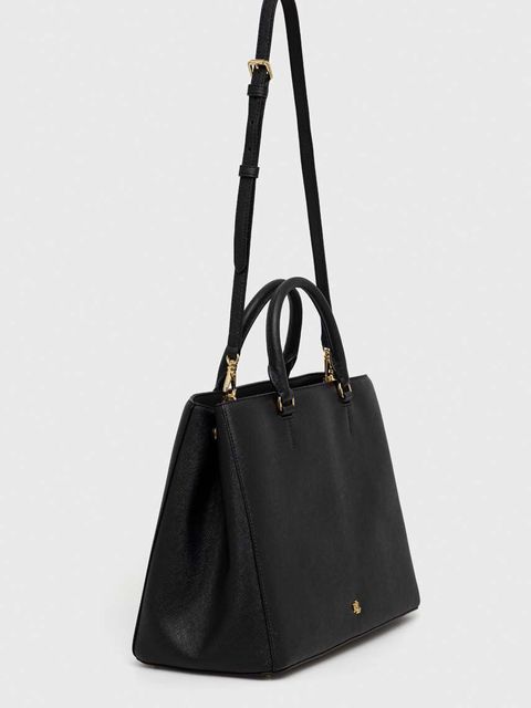 Lauren Ralph Lauren torebka skórzana kolor czarny