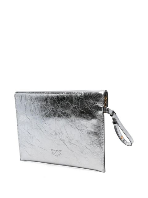PINKO small metallic-leather flap clutch - Grey