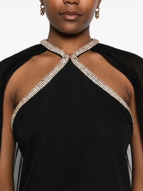 SANDRO pleated-cape embellishment mini dress - Black