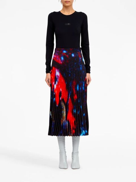 MM6 Maison Margiela abstract-print pleated skirt - Black - zdjęcie produktu nr 2