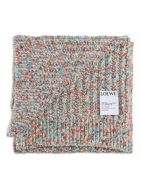 LOEWE logo-patch ribbed scarf - Neutrals