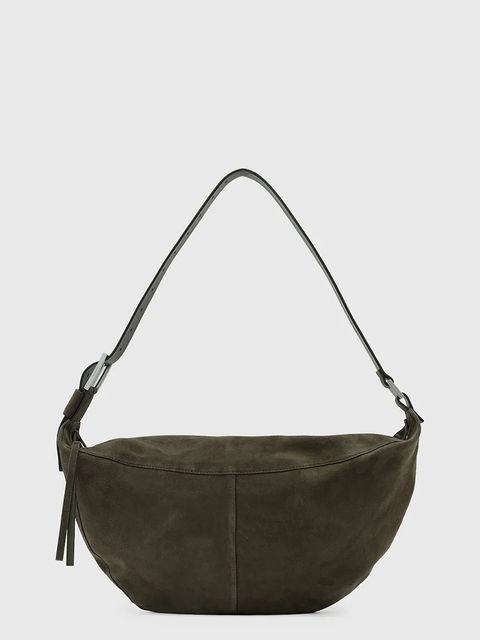 AllSaints torebka zamszowa LUNA kolor brązowy W388XD