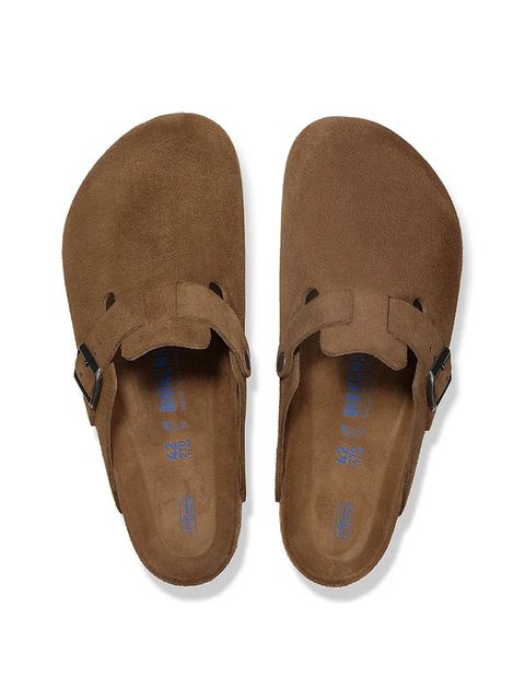 Birkenstock klapki zamszowe Boston kolor brązowy 1030814