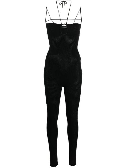 Blumarine strappy ribbed-knit jumpsuit - Black - zdjęcie produktu nr 1