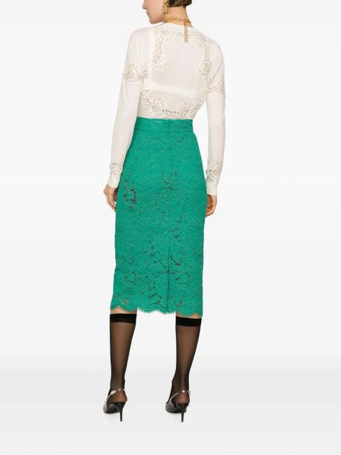 Dolce & Gabbana lace-inserts buttoned cardigan - White