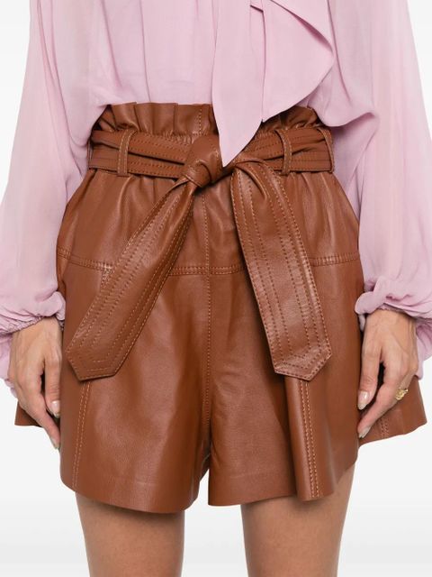 ZIMMERMANN Harmony leather shorts - Brown