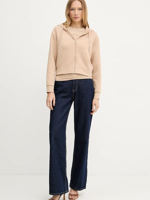 Armani Exchange bluza damska kolor beżowy z kapturem gładka XW000822 AF10818