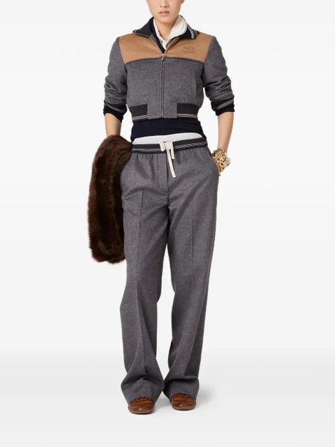 Miu Miu embroidered logo wool jacket - Grey - zdjęcie produktu nr 2