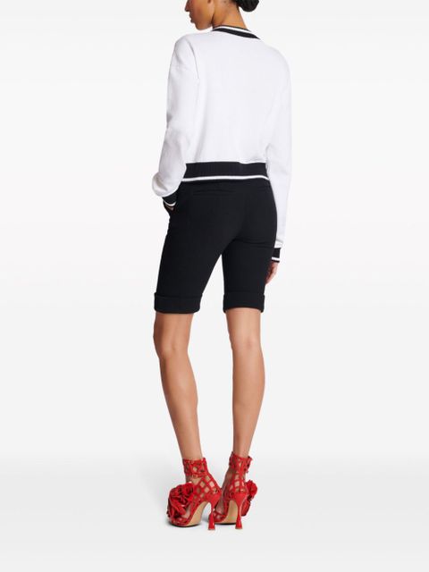 Balmain logo-embroidered crew-neck jumper - White