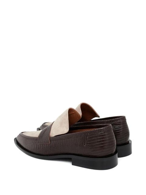 ATP Atelier Montazzoli lizard-effect panelled loafers - Brown