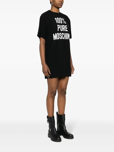 Moschino logo-print satin mini dress - Black