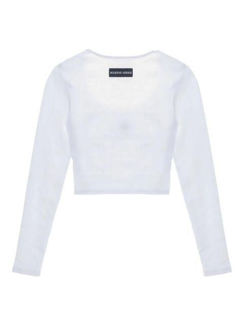 Marine Serre logo-embroidered round-neck top - White