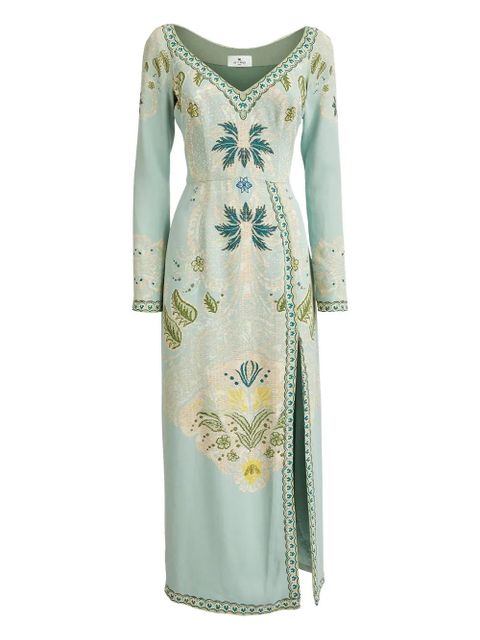 ETRO jacquard side-split dress - Green - zdjęcie produktu nr 1