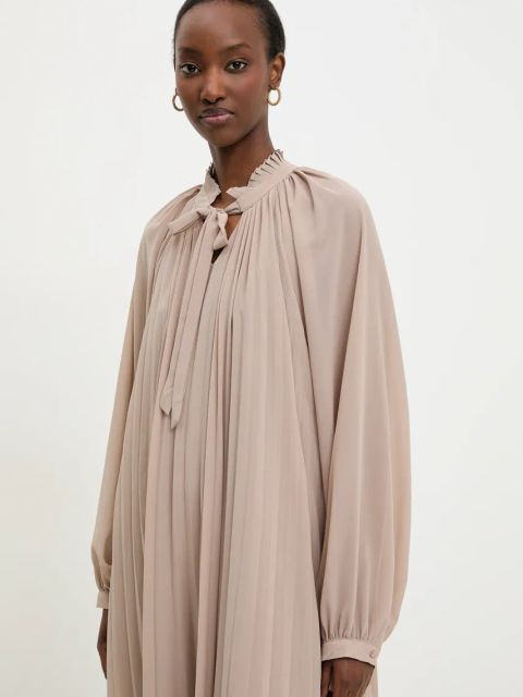 Answear.LAB sukienka kolor beżowy maxi prosta