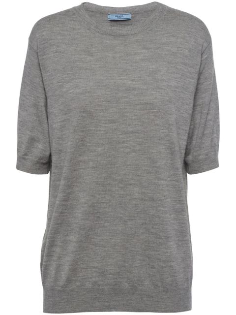 Prada triangle-logo cashmere knitted top - Grey - zdjęcie produktu nr 1