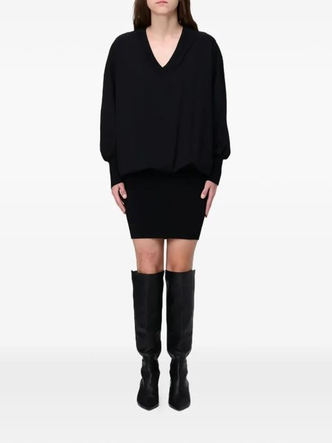 PINKO V-neck ribbed mini dress - Black