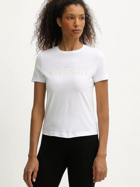 Guess t-shirt bawełniany CLELIA damski kolor biały V5BI10 I3Z14 - zdjęcie produktu nr 1